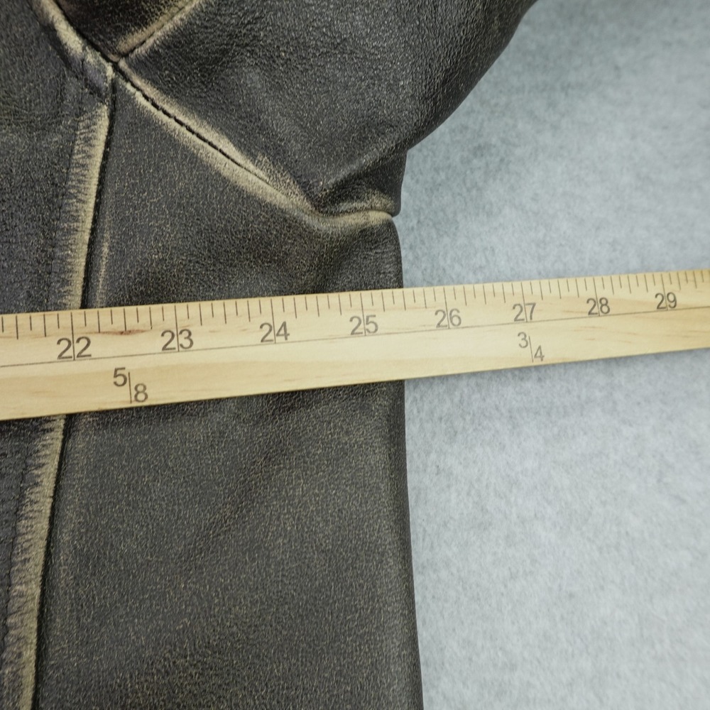 River Road Jacket Mens 48 Black Distressed Leather Motorcycle Cafe Racer - Picture 11 of 15